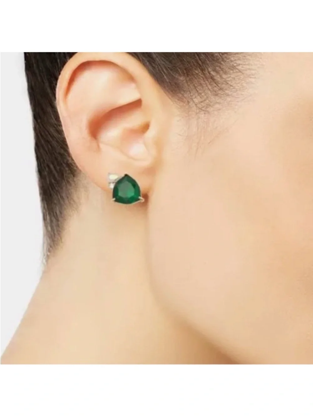 NWT Kate Spade Emerald Green Triangle Stud Earrings with Crystal & Prism Accent